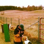 Karen Laws meeting Lally Lawless at her fenced training facility in Bethany, Photo Carol Lawless Karen Laws meeting Lally Lawless at her fenced training facility in Bethany<br />Photo Carol Lawless