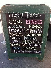 The sandwich board announces what's featured each week (photo: Jillian Bishop) The sandwich board announces what's featured each week (photo: Jillian Bishop)