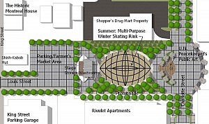 The City of Peterborough's model plan for the Urban Park at the Louis Street site (graphic: City of Peterborough) The City of Peterborough's model plan for the Urban Park at the Louis Street site (graphic: City of Peterborough)