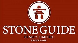 The inukshuk in Stoneguide Realty's logo symbolizes the togetherness and stability that the agency aims to create: the inukshuk's strength lies in its unity, as no one stone is more or less important than another