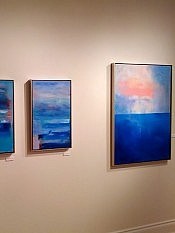 The horizon is strikingly emphasized in Janet's painting "Threshold" (right), but is more subtly suggested in others The horizon is strikingly emphasized in Janet's painting "Threshold" (right), but is more subtly suggested in others