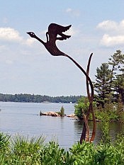 One of David's beautiful sculptures of a bird in flight, in summer by the lake (photo: David Hickey) One of David's beautiful sculptures of a bird in flight, in summer by the lake (photo: David Hickey)
