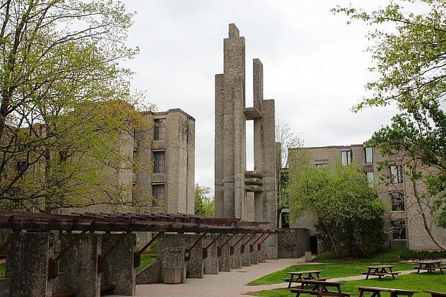 The Champlain College Bell Tower, also known as the "Thom Tower", was designed by architect Ron Thom as a tribute to the medieval attributes of universities such as Oxford or Cambridge
