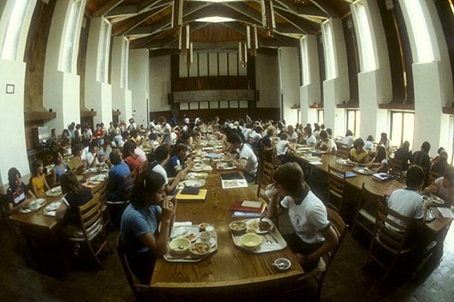 The dining hall at Champlain College in 1967