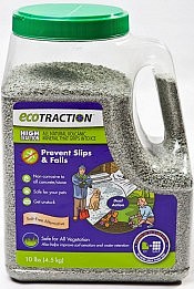 Alternatives to salt include products like EcoTraction, which is derived from volcanic minerals, is non-corrosive, and is safe for vegetation