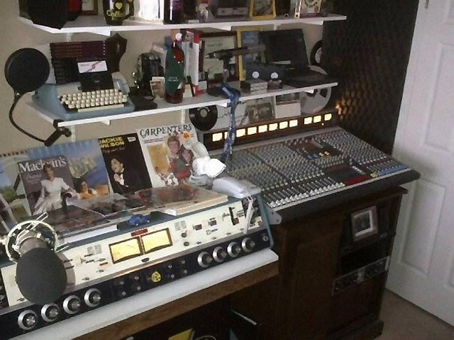 Gord Gibb's radio studio features an eight-channel stereo control board from 1968, similar to the one he trained on when he was a teenager