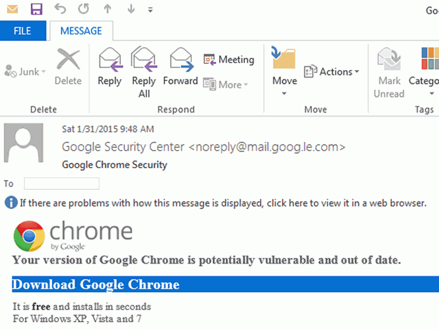 Most recently, ransomware infections are arising from users who install malware by clicking on links in spoofed emails from Google