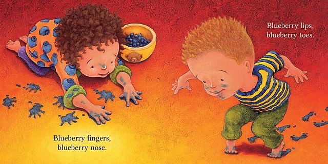 "Blueberry fingers, blueberry nose. Blueberry lips, blueberry toes."