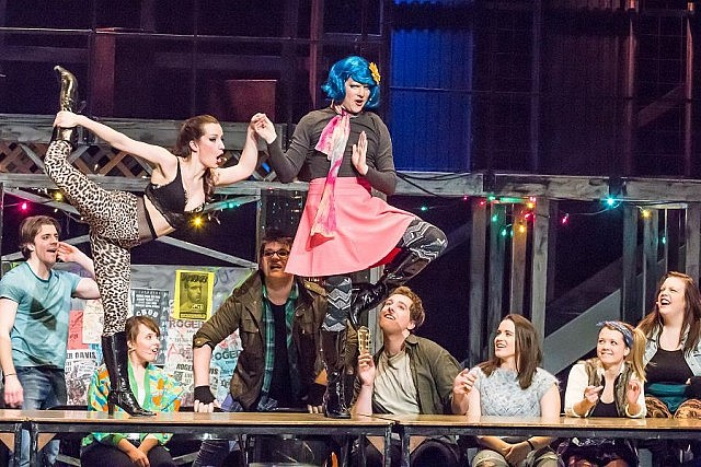 Shannon McCracken as Mimi Marquez and Andrew Root as Angel Dumott Schunard (photo: Linda McIlwain / kawarthaNOW)