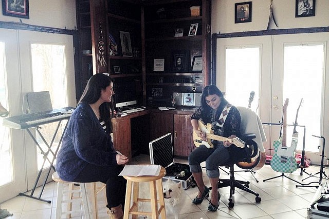 Missy Knott writing with award-winning country music artist Crystal Shawanda at her studio at New Sun Records in Nashville (photo courtesy of Missy Knott)