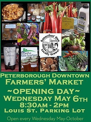 The market runs every Wednesday until October 28th from 8:30 a.m. to 2 p.m. at the Louis St. Parking Lot in downtown Peterborough