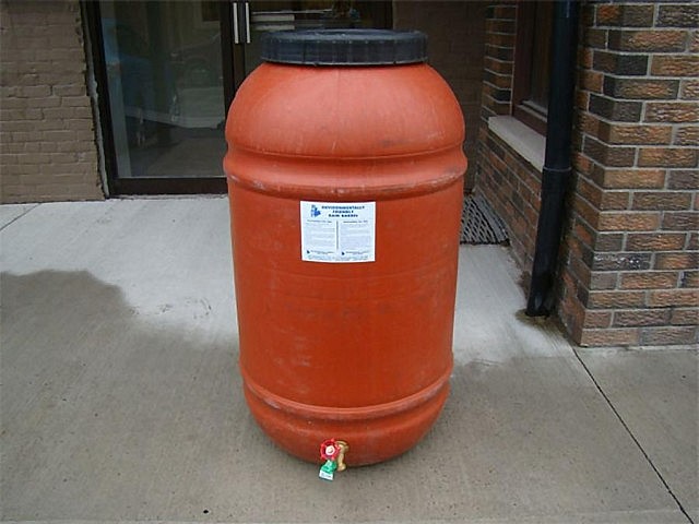 Rain barrels and rain barrel stands are available from the GreenUP Store. Peterborough Utilities customers who purchase rain barrels purchased from the GreenUP Store are eligible for a $25 discount. (Photo: Peterborough GreenUP)