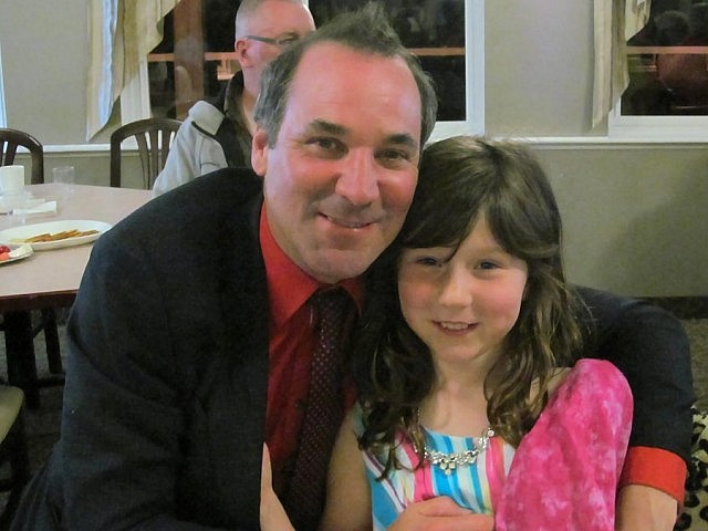 Toronto actor and playwright Alex Poch-Golwin, who wrote "The Bad Luck Bank Robbers" based on the book by Grace Barker, with his daughter Chloe at the opening night celebrations. Chloe performs in the play and her father became an impromptu understudy for actor Tim Walker, who came down with laryngitis just before the play opened. (Photo courtesy of 4th Line Theatre)