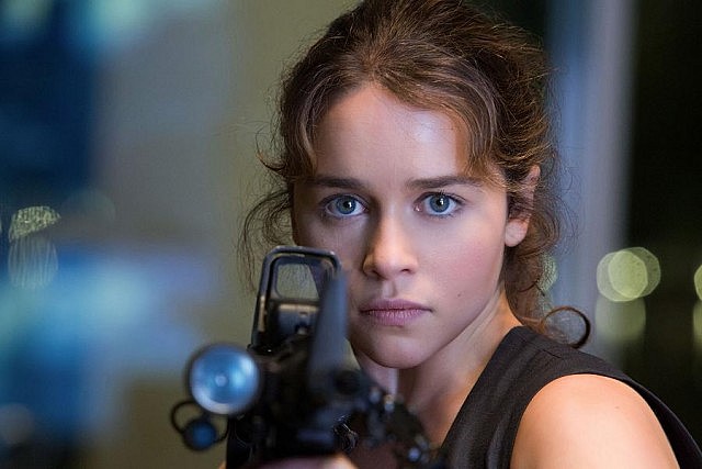 Emilia Clarke from "Game of Thrones" has no blonde wigs or dragons to help her deal with the film's portrayal of Sarah Connor as a pun-dropping bimbo