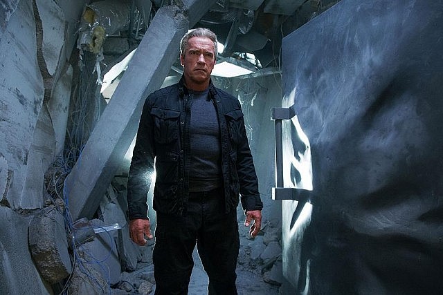 Over 30 years after he appeared in the iconic first film, the 67-year-old Arnold Schwarzenegger now plays an intentionally aging Terminator pathetically nicknamed "Pops"