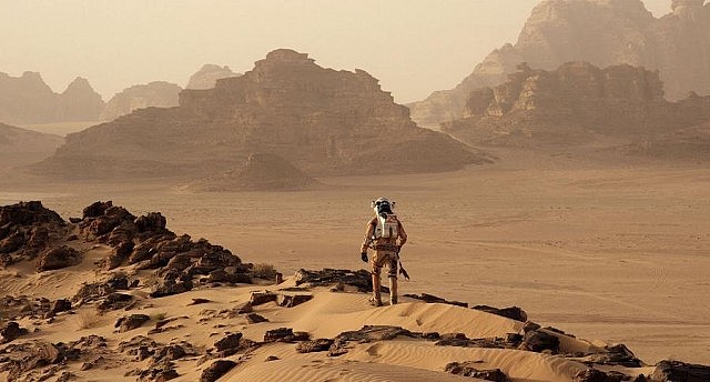 Gravity on Mars is only one third of that on Earth, so walking on Mars would be more like hopping