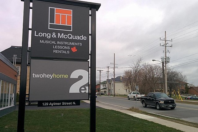 Long & McQuade shares the building previously solely occupied by Twohey's Furniture at 129 Aylmer Street North in Peterborough