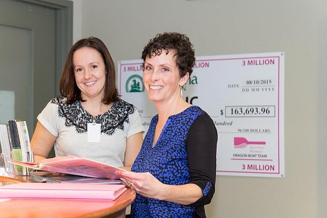 Lindsey Justynski, Breast Health Navigator, and Jill Cummings, Senior Mammography Technologist, at the Breast Assessment Centre at Peterborough Regional Health Centre. Equipment at the centre is supported by community donations, such as the $163,693.96 donated in 2015 through Peterborough's Dragon Boat Festival to help purchase a new state-of-the art mammography unit.