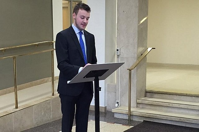 Noble Tech Founder and CEO Adam Noble made the announcement today at Peterborough City Hall (photo: Greater Peterborough Innovation Cluster / Twitter)