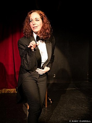 Cathy Petch plays theatre owner Mel Malarkey, the proprietor and master of ceremonies of The Vagabond Theatre