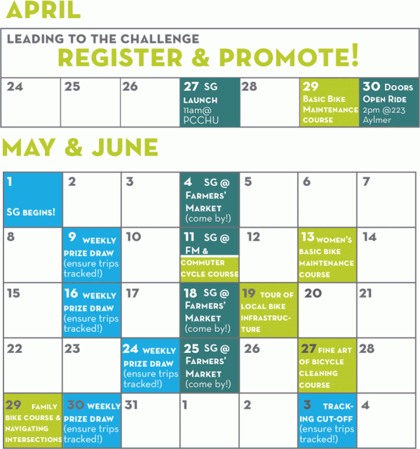During the month of May, join hundreds of workplaces, schools, and community members in Shifting Gear's Peterborough transportation challenge (graphic: Peterborough Moves)