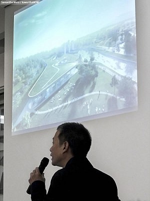 Shih-Fu Peng of heneghan peng architects explaining the design of the new facility (photo: Samantha Moss / kawarthaNOW)